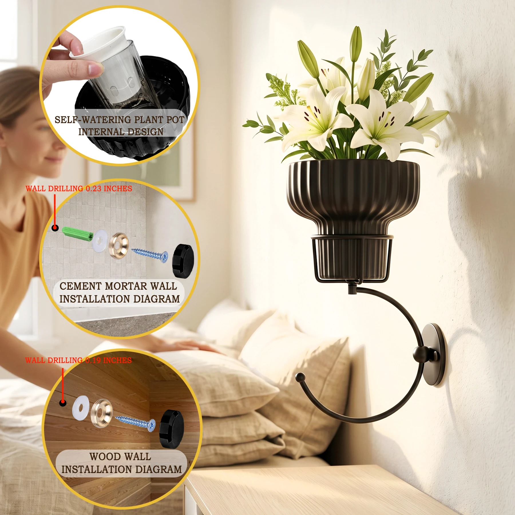 OAKVENA vase black mounting