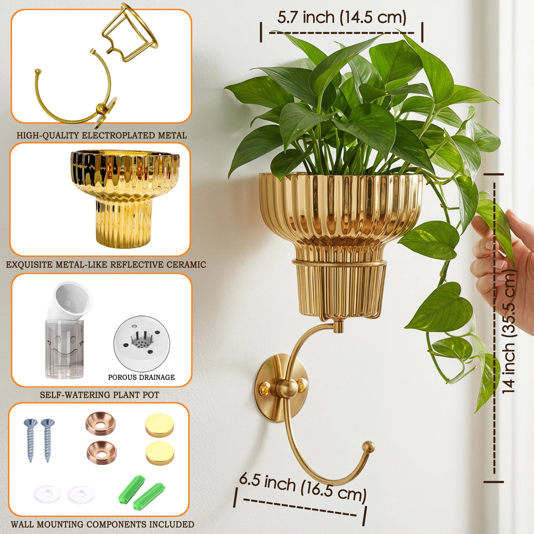 OAKVENA vase gold dimensions