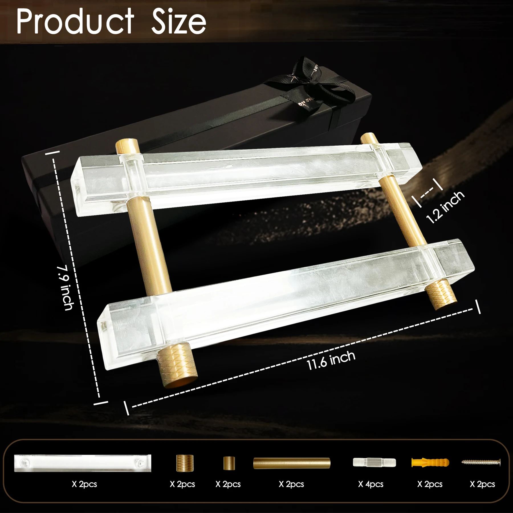 wall size — clear acrylic wine rack with gold-tone metal connectors